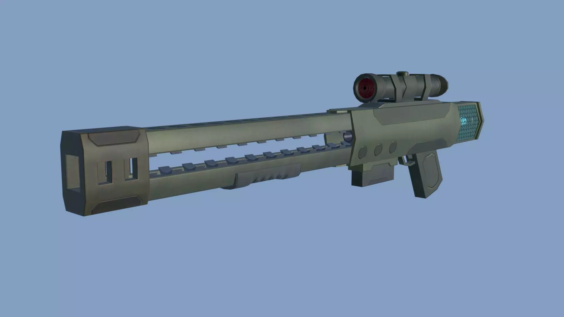 Railgun for games Low-poly 3D model_0