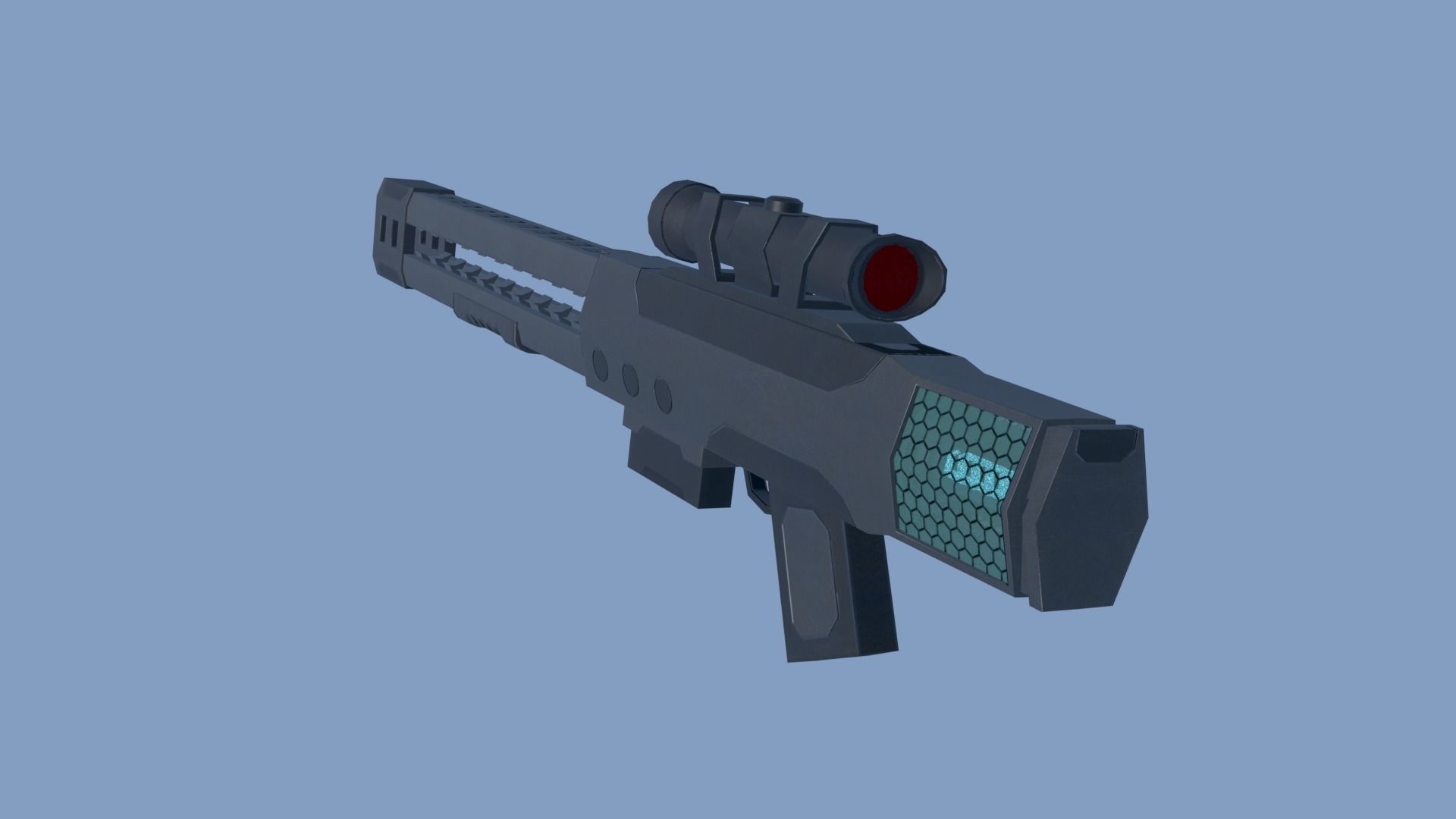 Railgun for games Low-poly 3D model_8