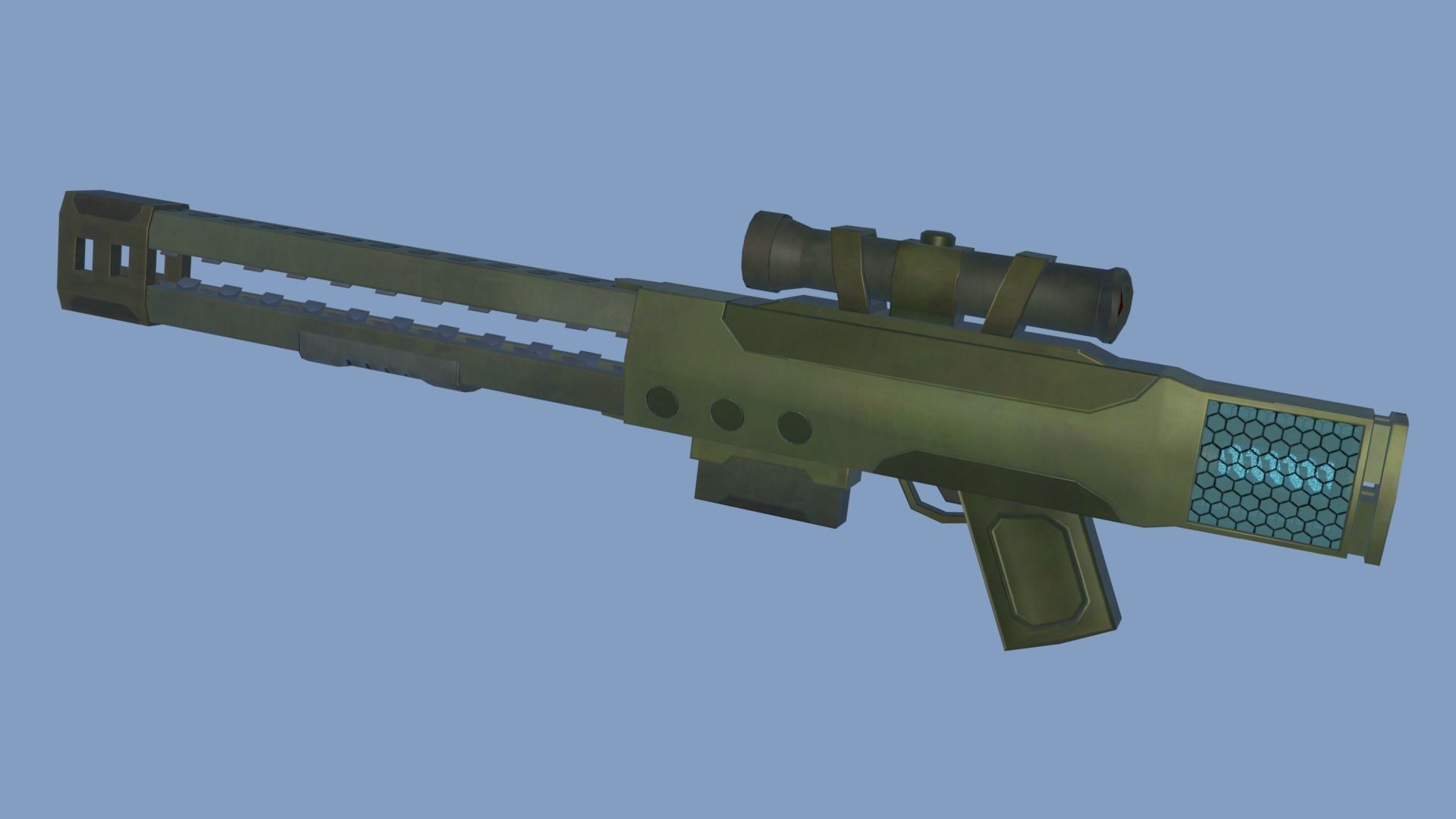 Railgun for games Low-poly 3D model_1