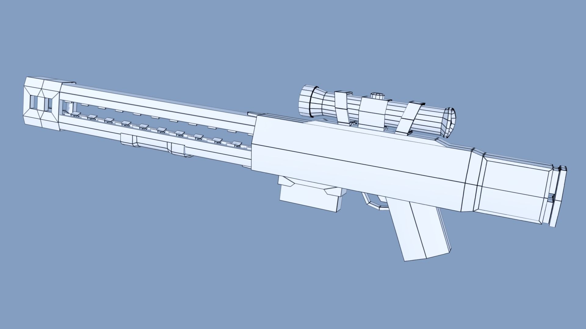 Railgun for games Low-poly 3D model_7
