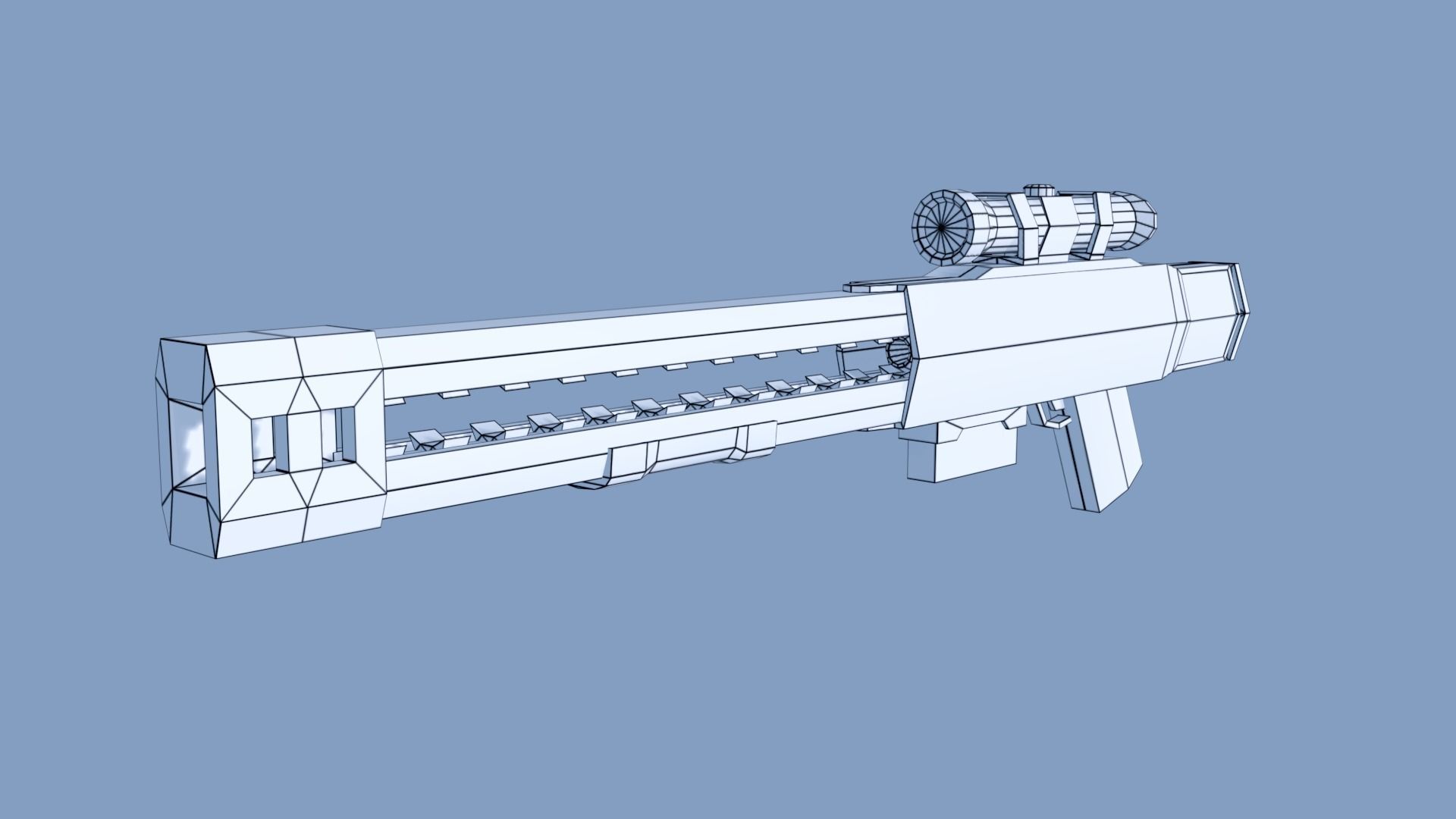 Railgun for games Low-poly 3D model_3