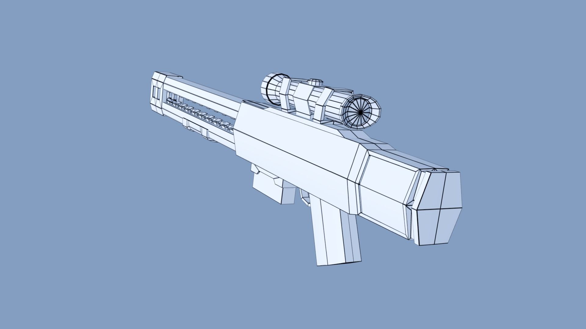 Railgun for games Low-poly 3D model_4