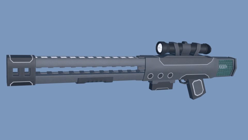 Railgun for games Low-poly 3D model_10