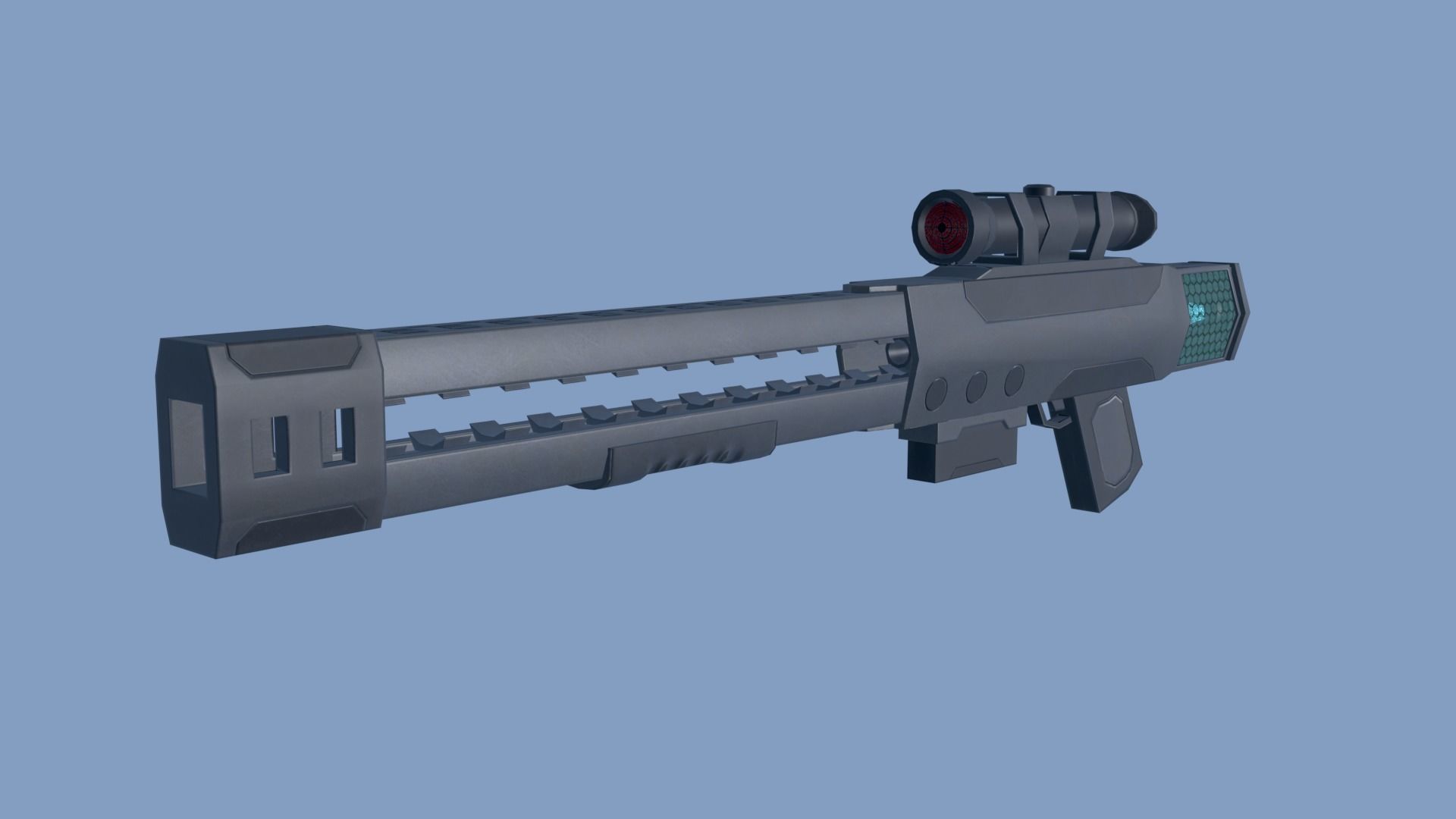 Railgun for games Low-poly 3D model_2