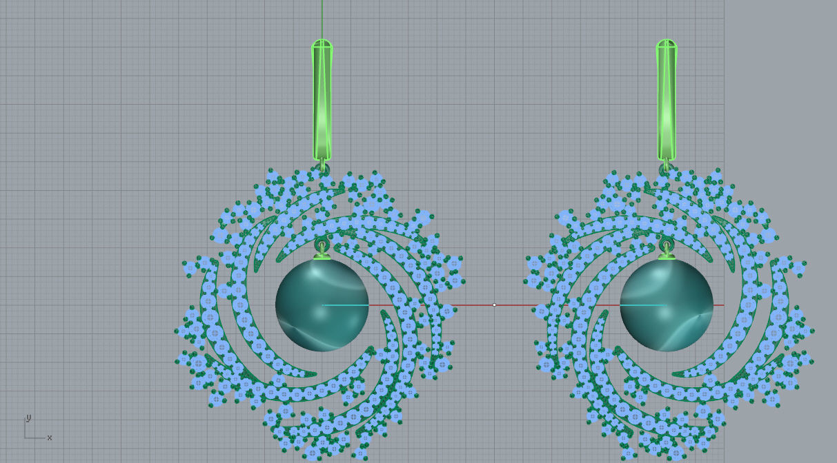 Earring with pearl  3D print model_1