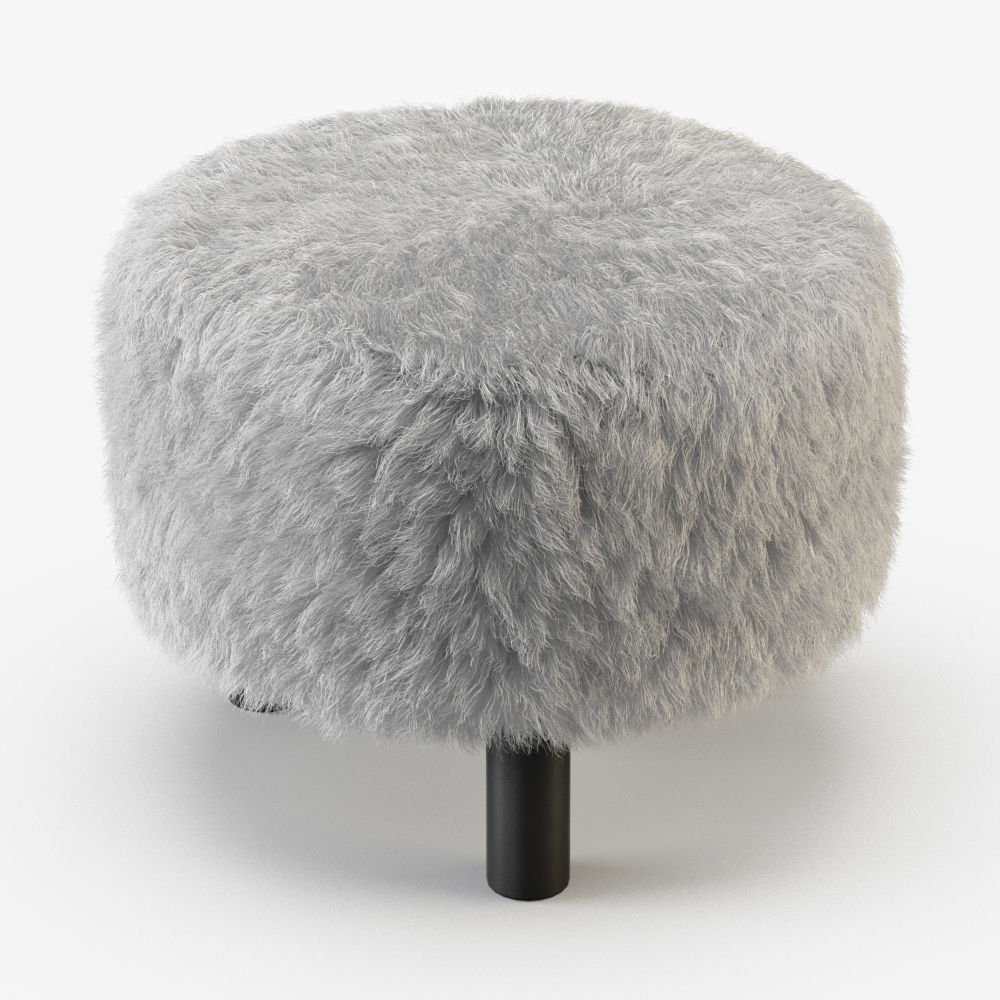 Keomi Flokati Ottoman 3D model_2