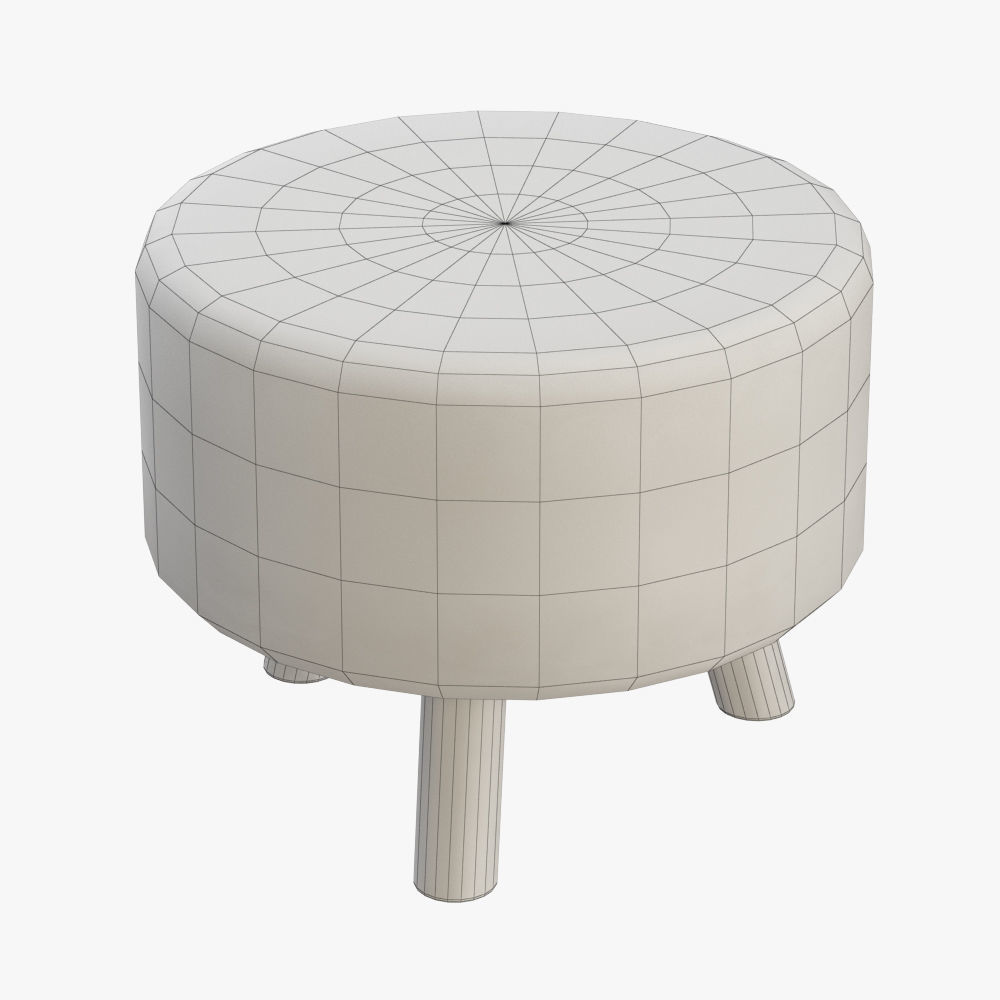 Keomi Flokati Ottoman 3D model_4