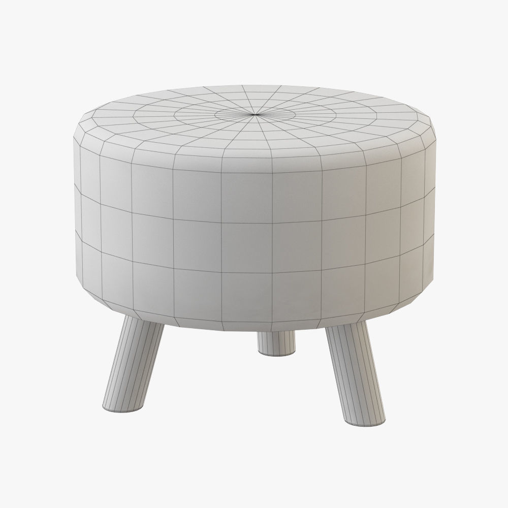 Keomi Flokati Ottoman 3D model_3