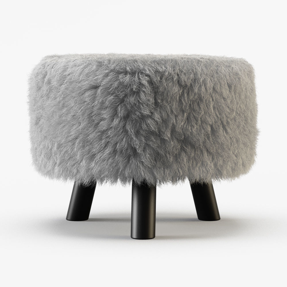 Keomi Flokati Ottoman 3D model_1