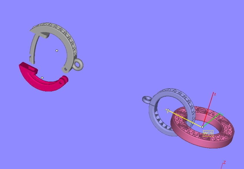 Diamonds Earrings with Circle elements  3D print model_4