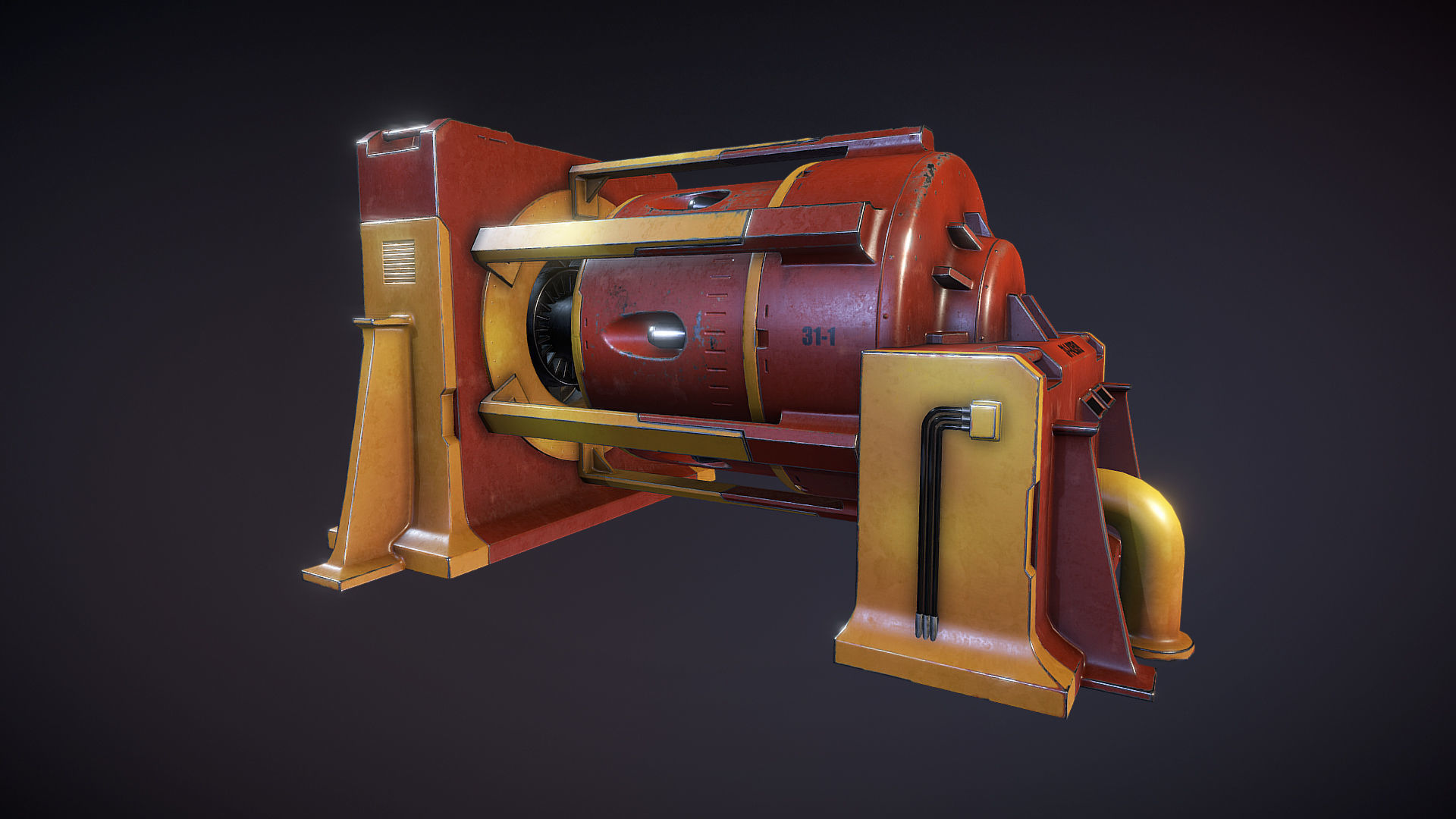 Industrial machine 1 Low-poly 3D model_4