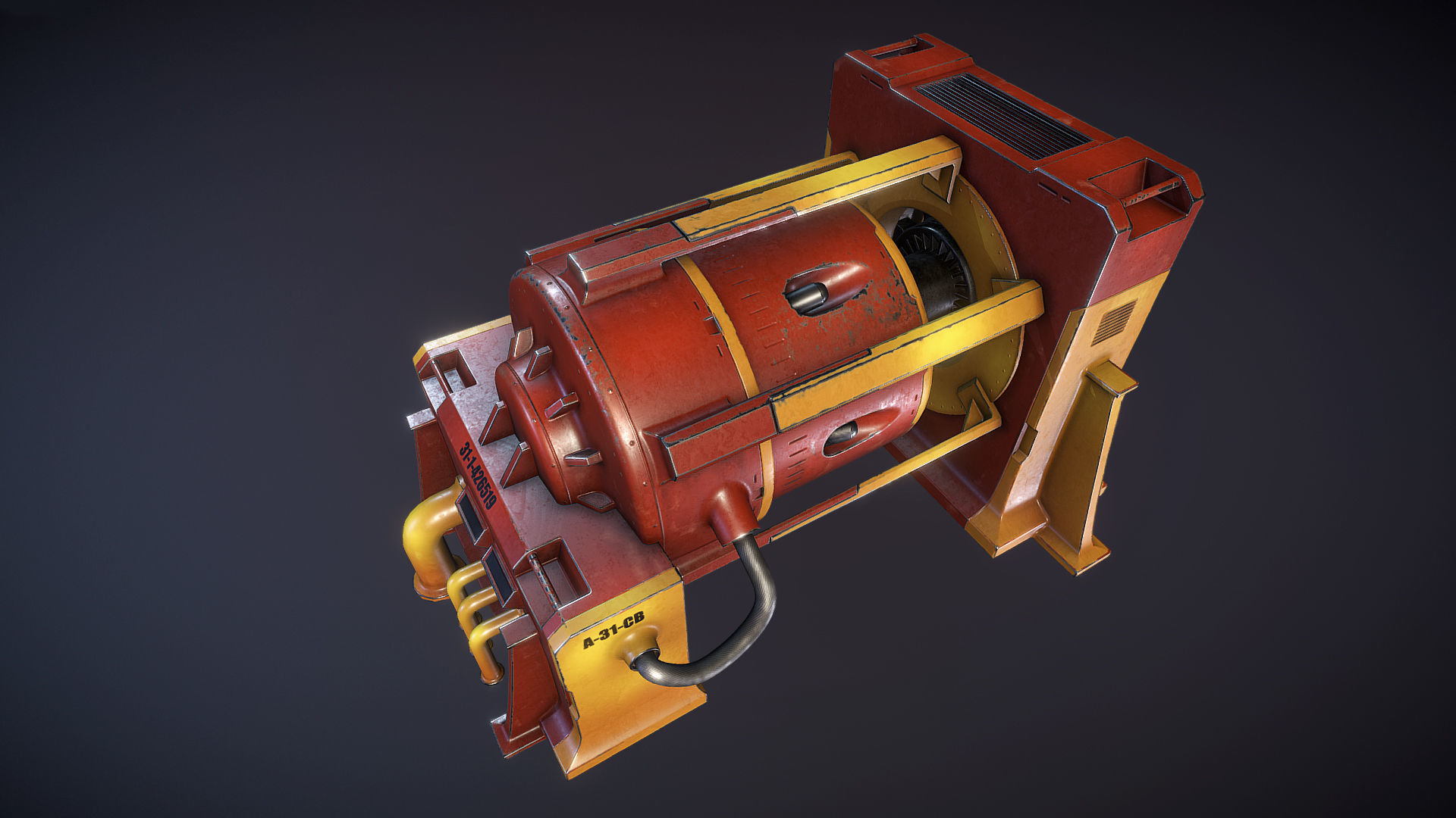 Industrial machine 1 Low-poly 3D model_1