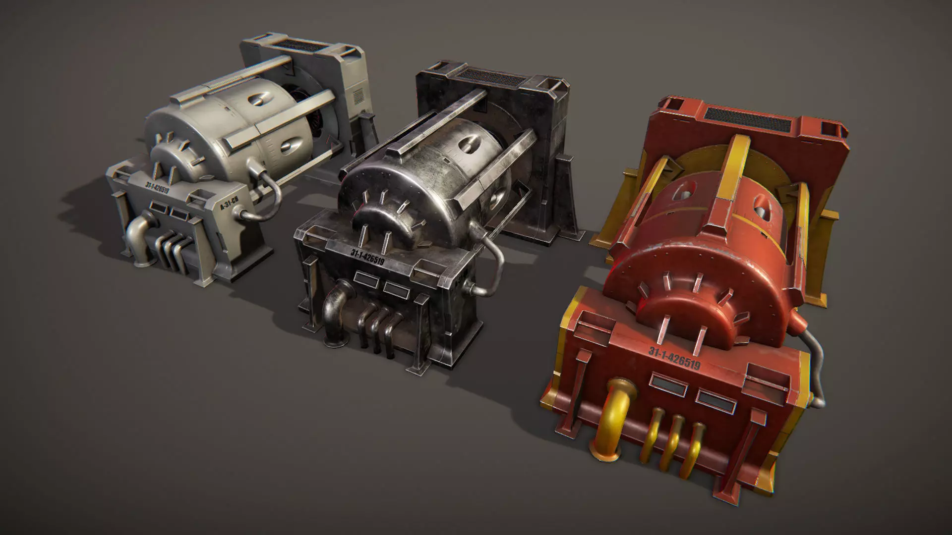 Industrial machine 1 Low-poly 3D model_0