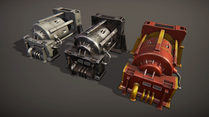 Industrial machine 1 Low-poly 3D model