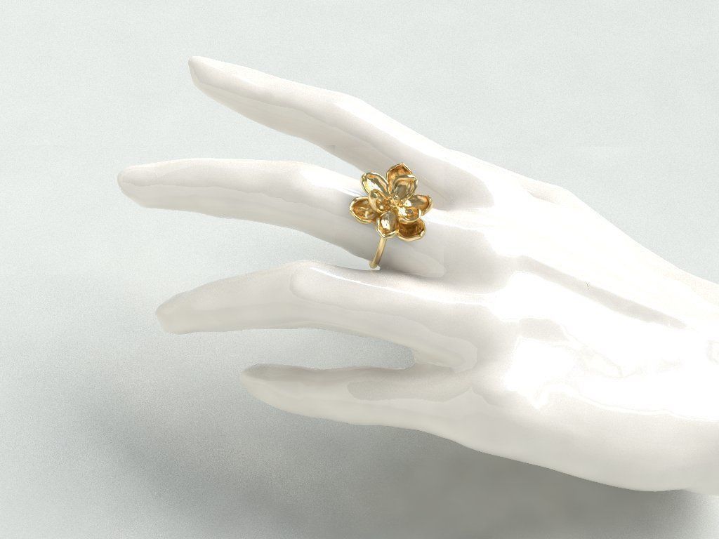 Magnolia ring 3D print model_3