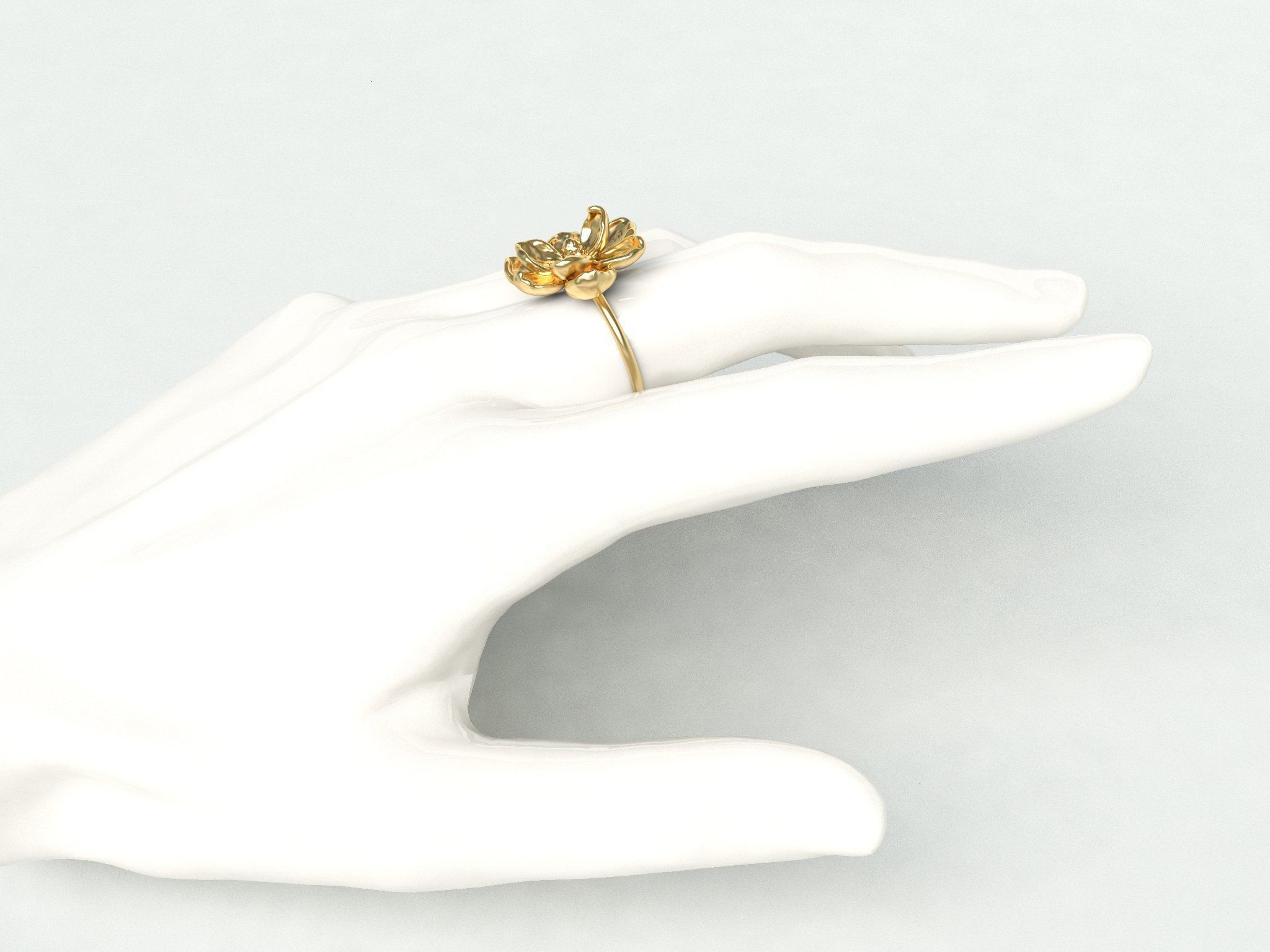 Magnolia ring 3D print model_4
