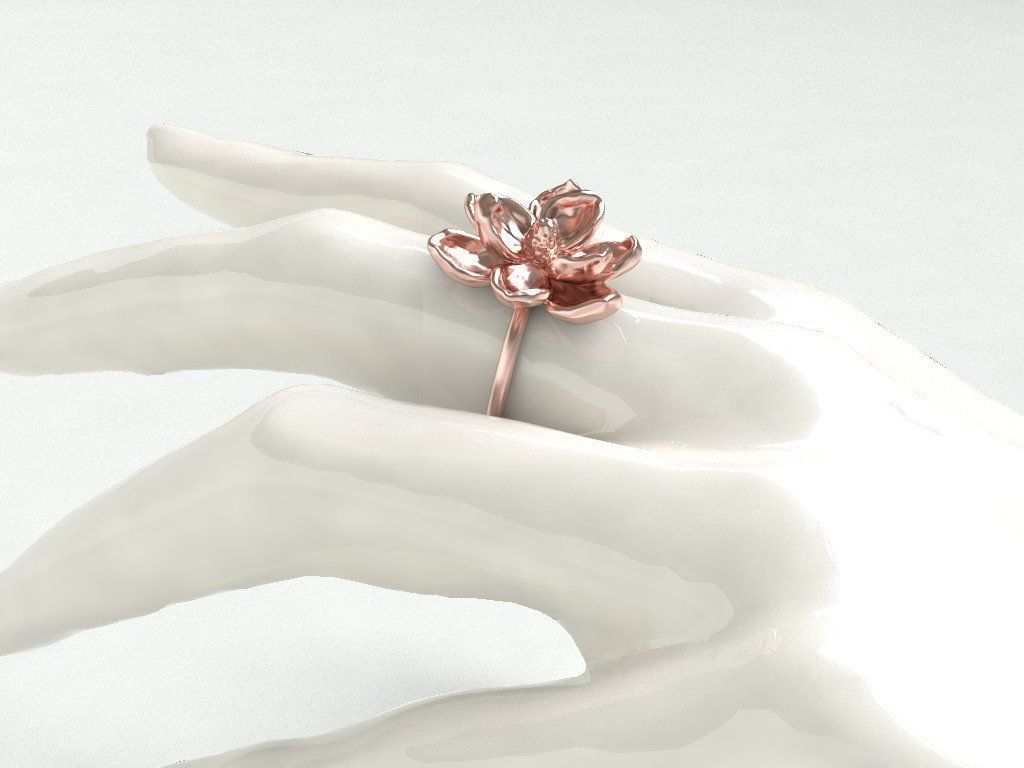 Magnolia ring 3D print model_2