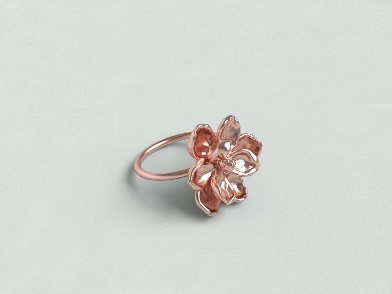 Magnolia ring 3D print model_5
