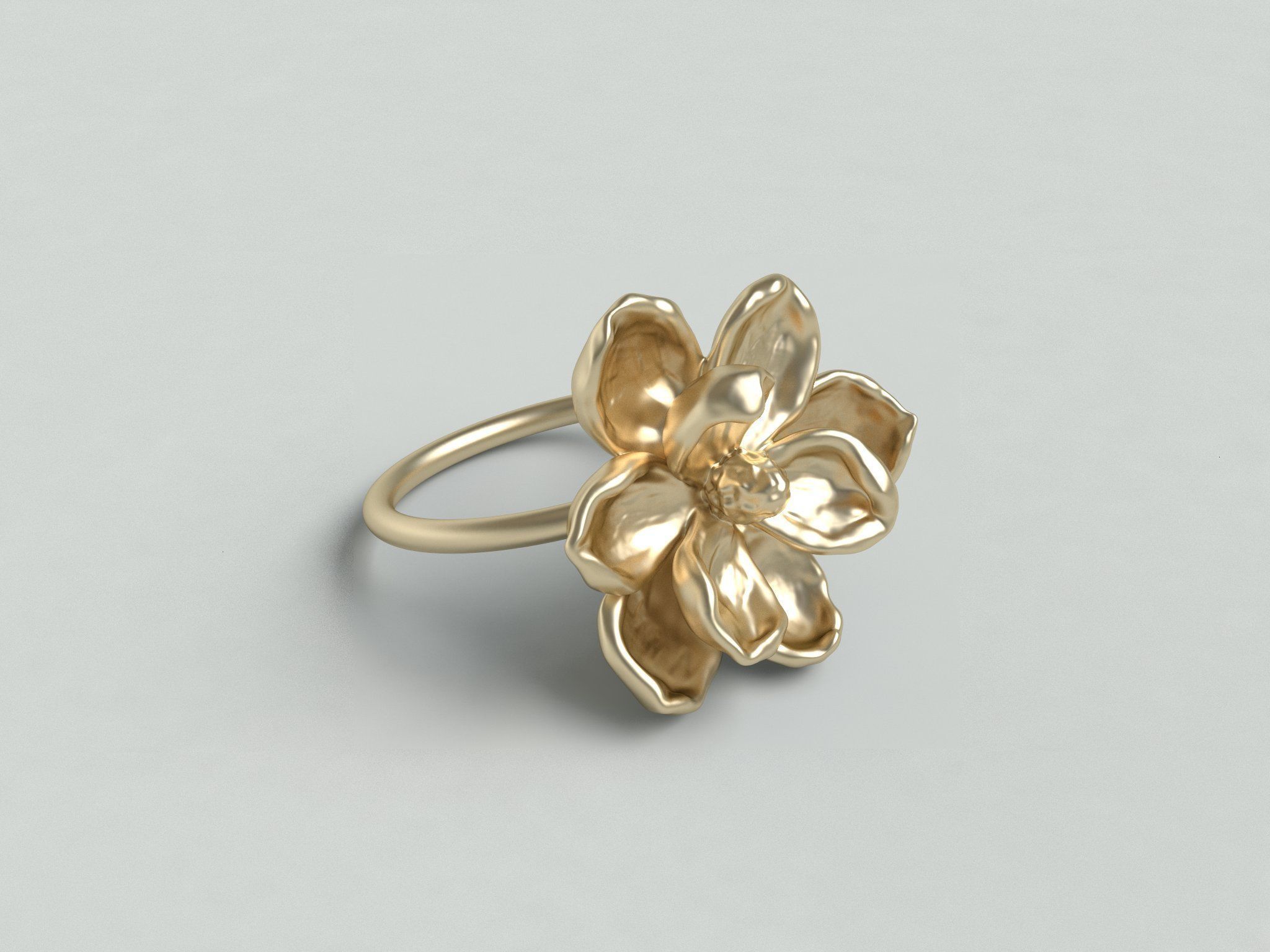 Magnolia ring 3D print model_1