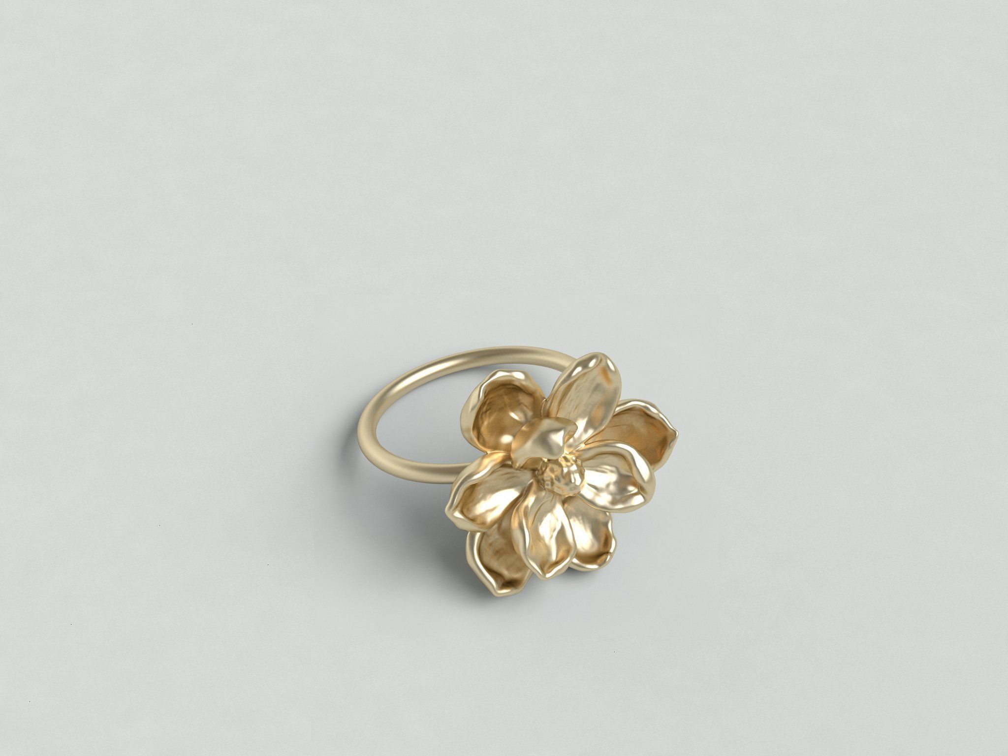 Magnolia ring 3D print model_7