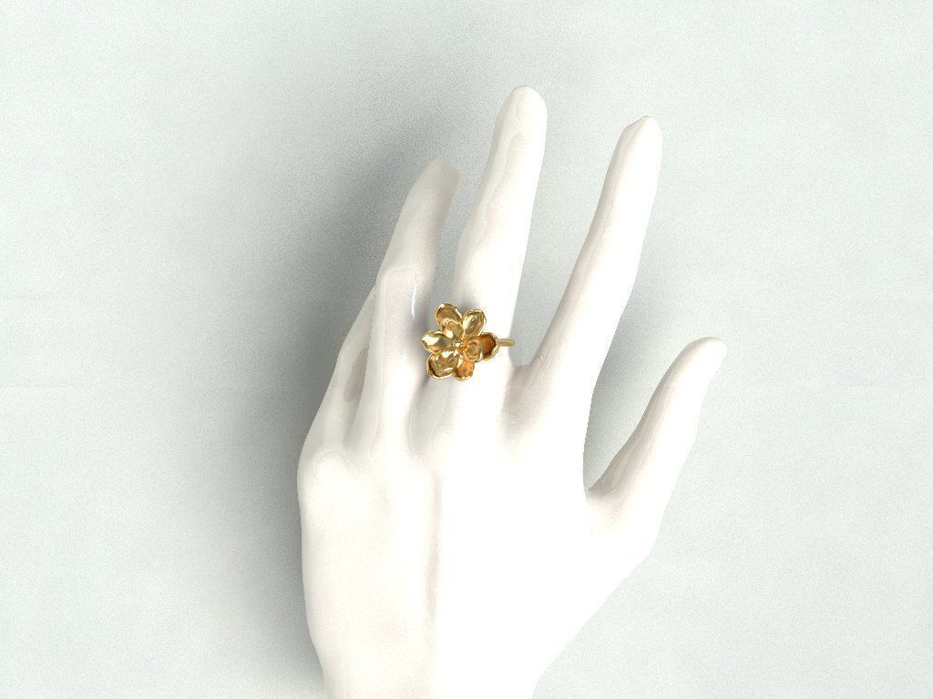 Magnolia ring 3D print model_10