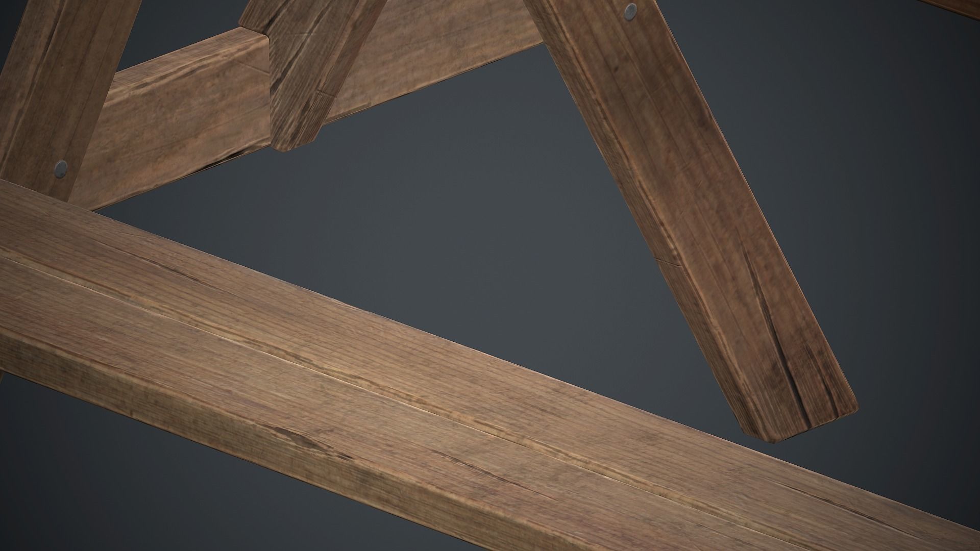 Wooden Picnic Table PBR Game Ready Low-poly 3D model_12