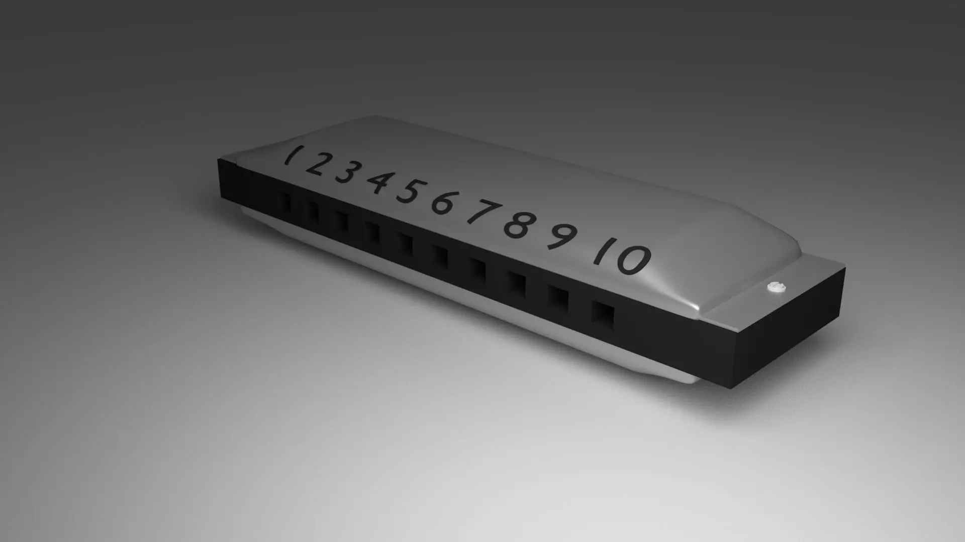Harmonica with numbers Free 3D model_0