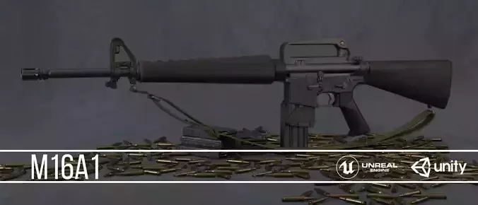 M16A1 rifle Low-poly 3D model