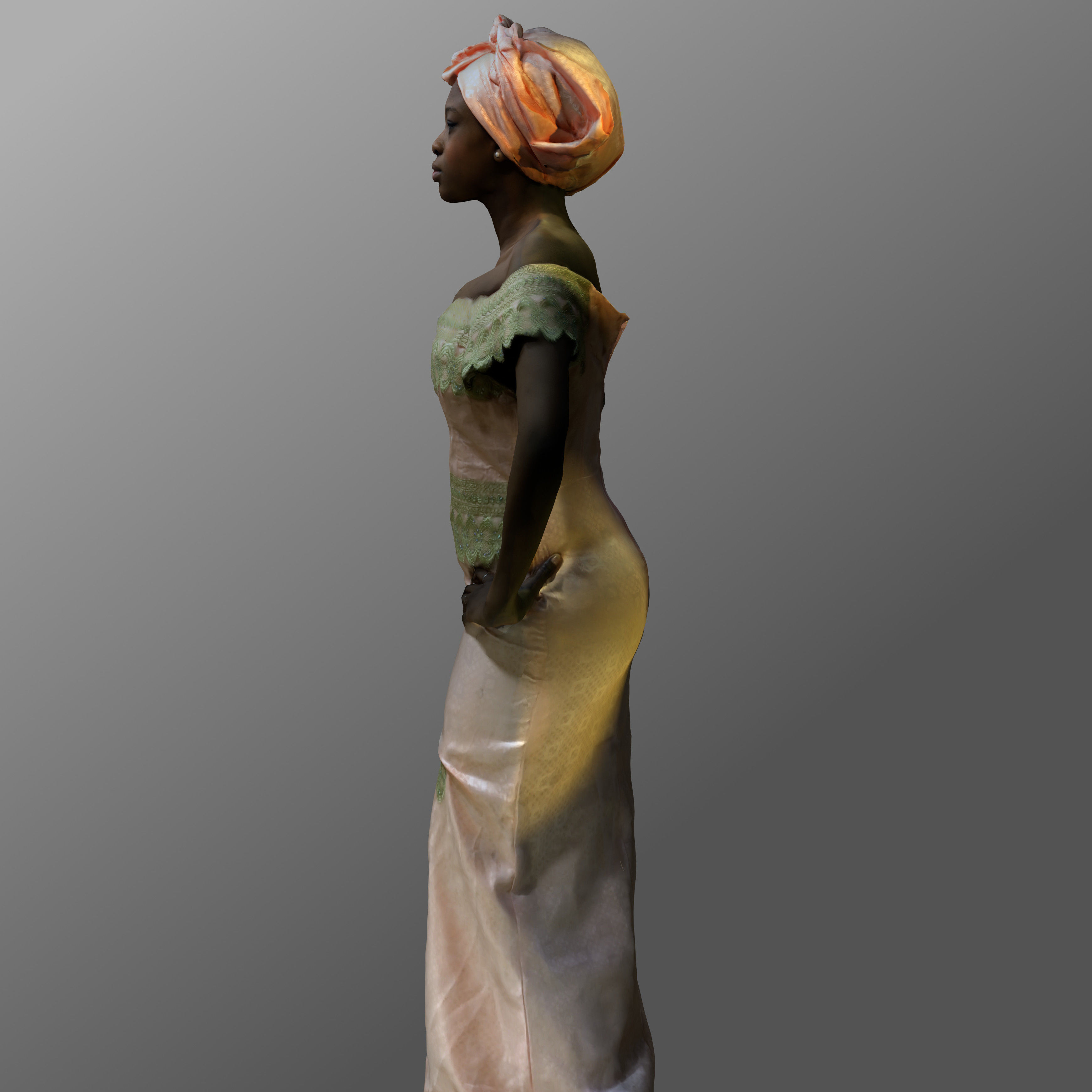 3D-Scanned African Woman - Printable Low-poly 3D model_12