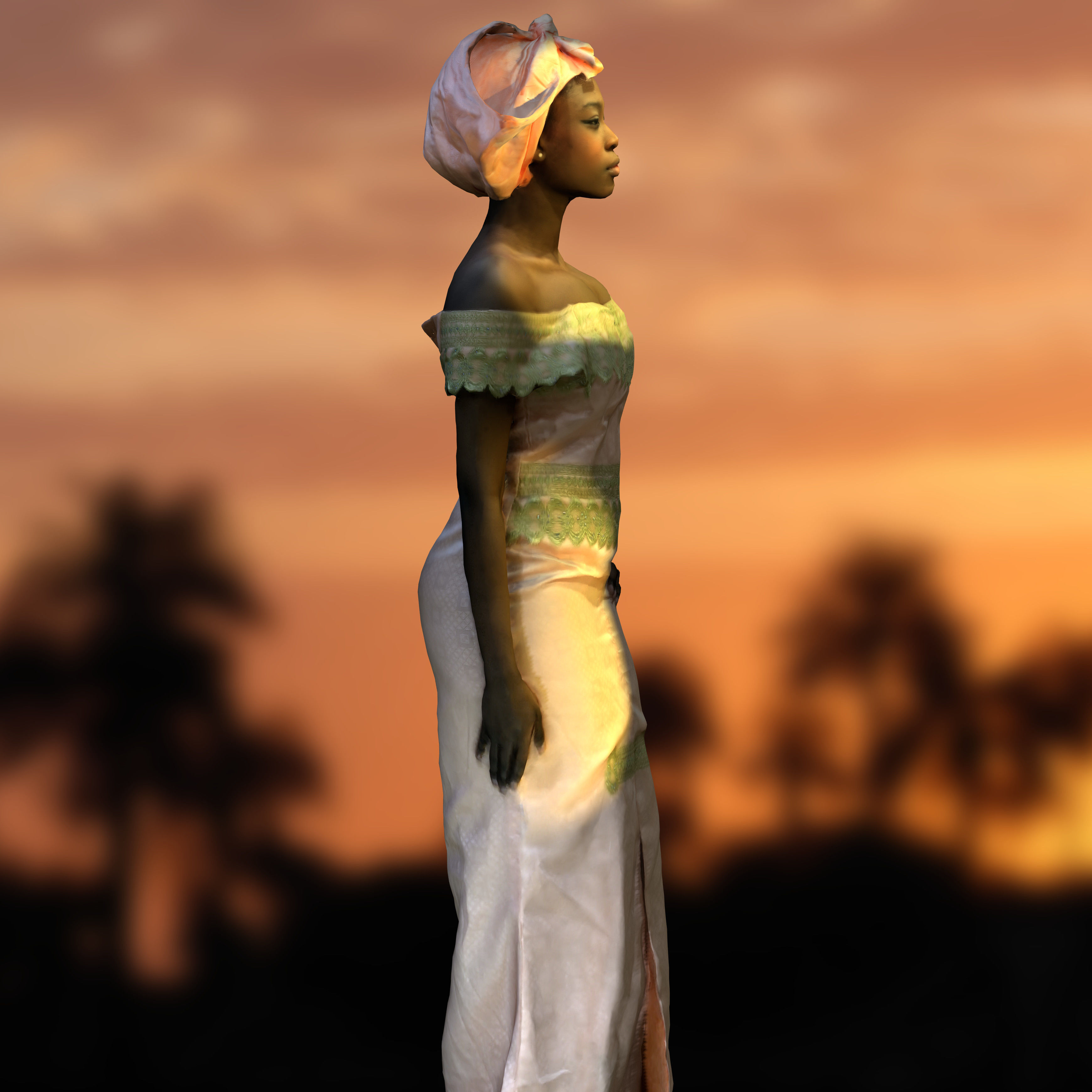 3D-Scanned African Woman - Printable Low-poly 3D model_5