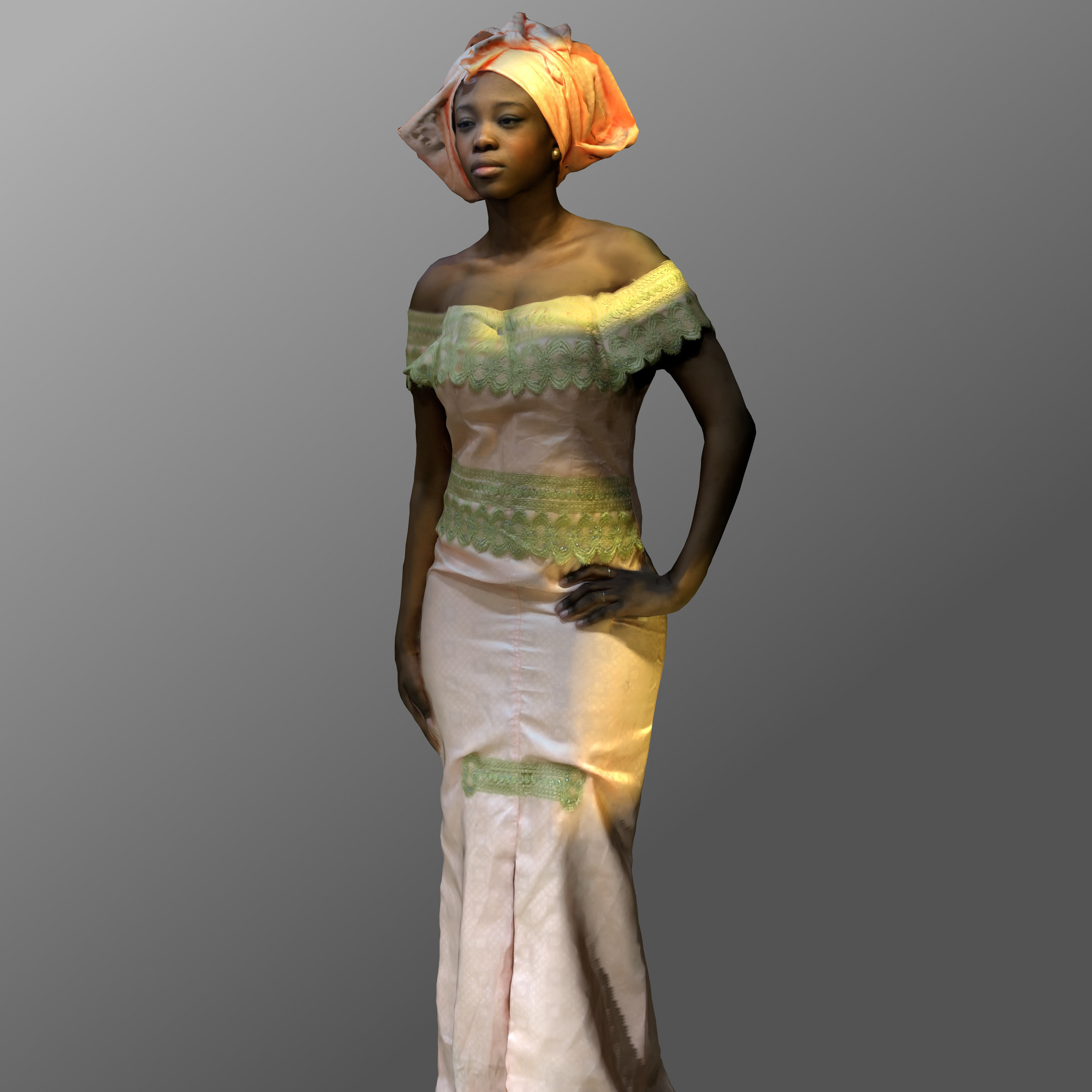 3D-Scanned African Woman - Printable Low-poly 3D model_13