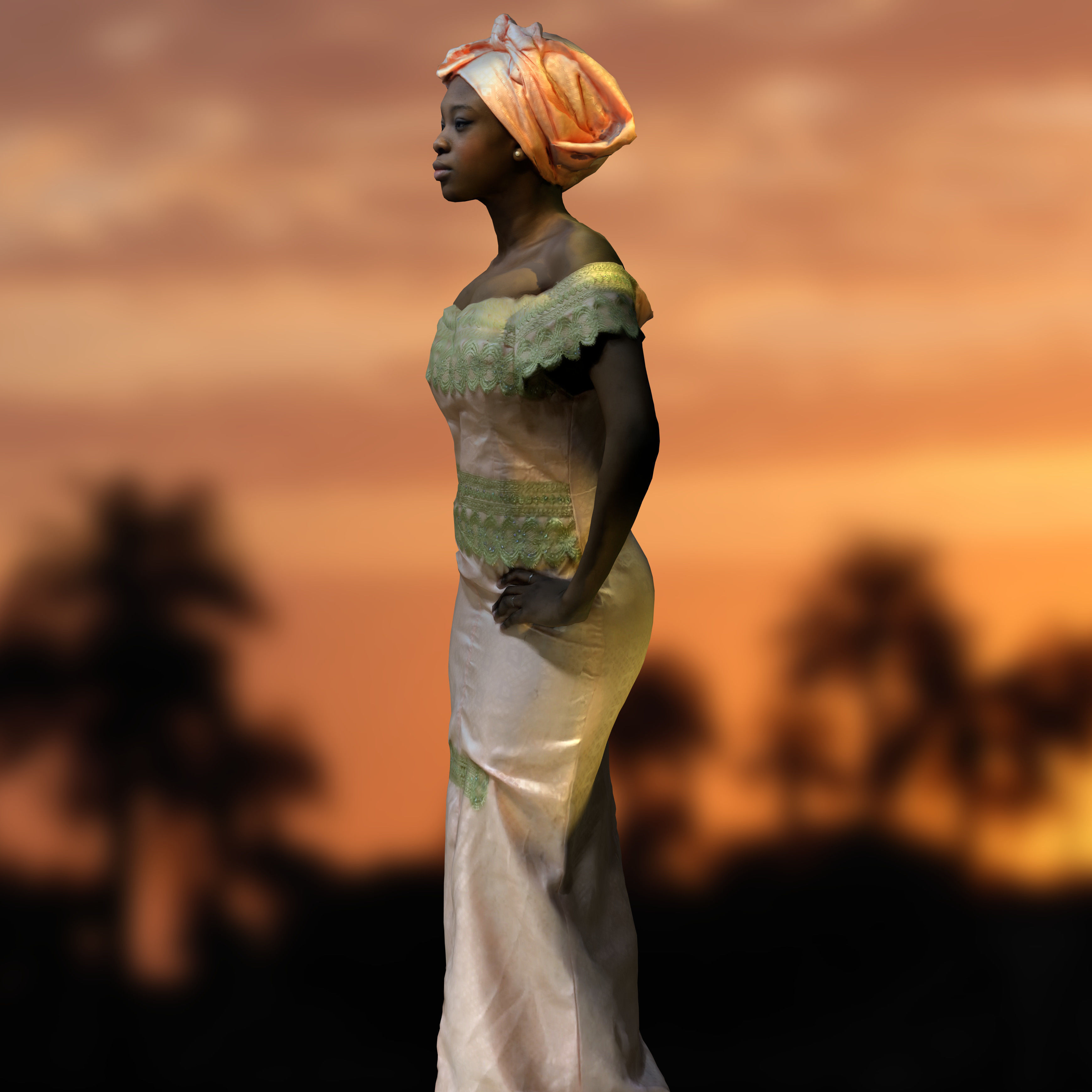 3D-Scanned African Woman - Printable Low-poly 3D model_4