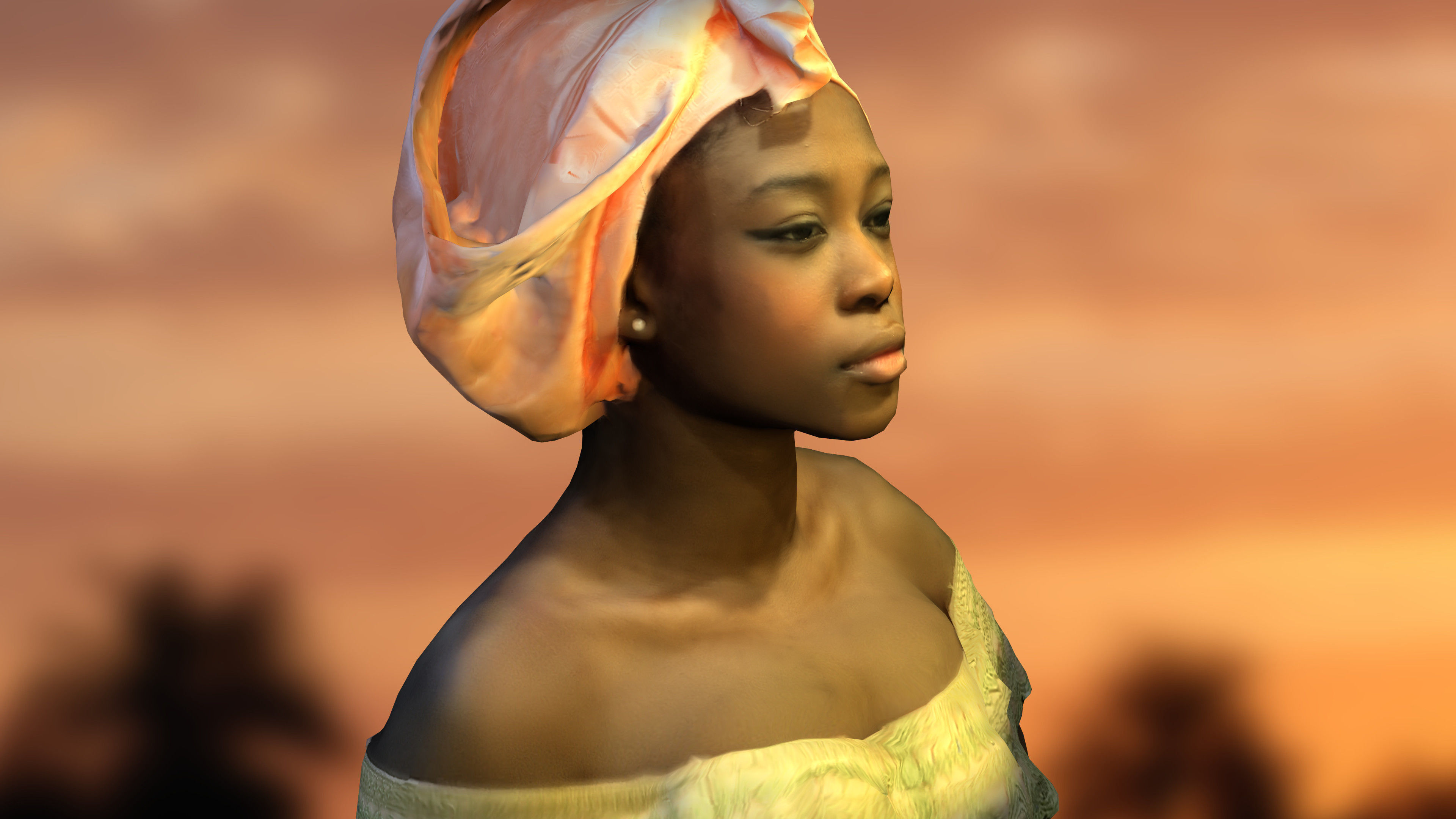 3D-Scanned African Woman - Printable Low-poly 3D model_3