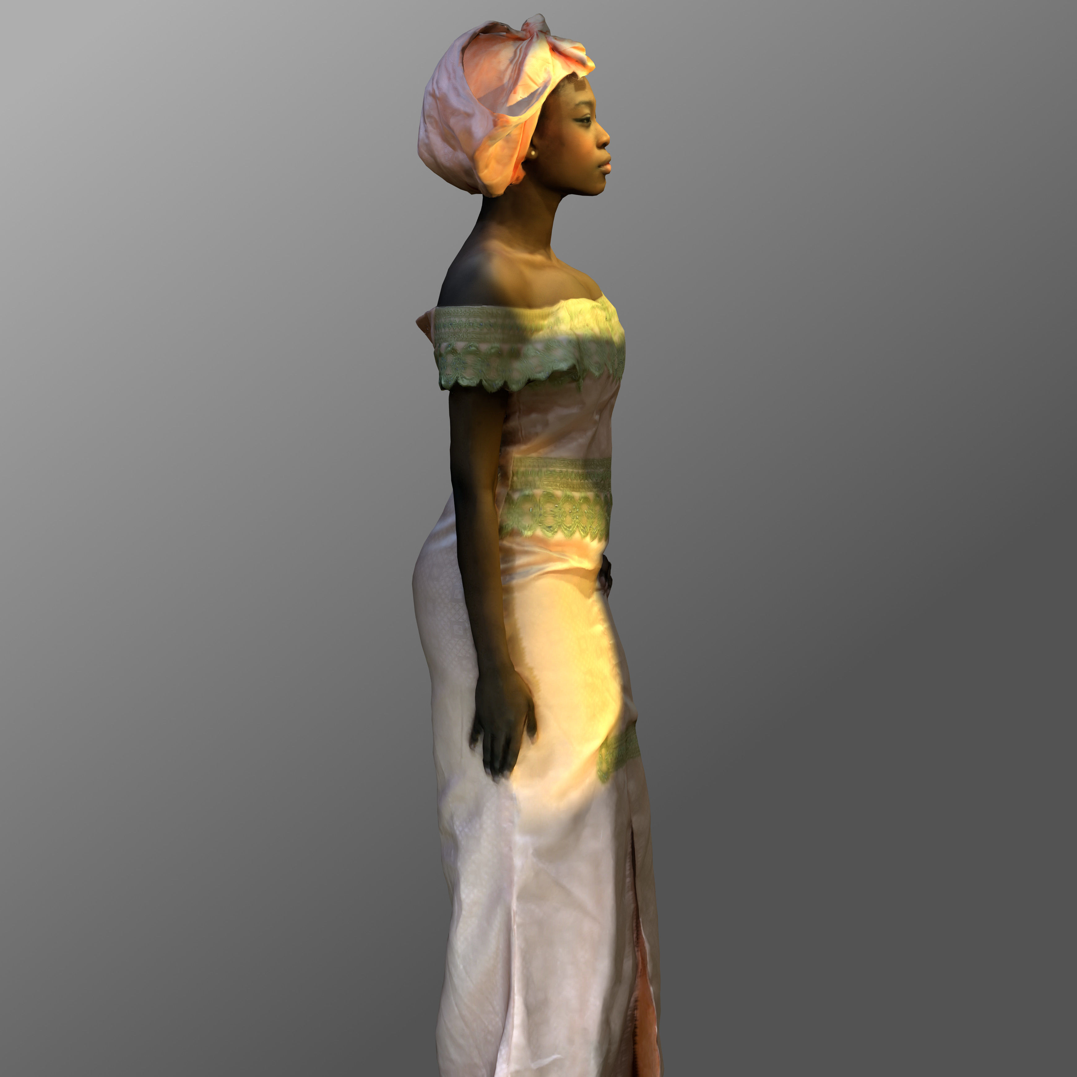 3D-Scanned African Woman - Printable Low-poly 3D model_9