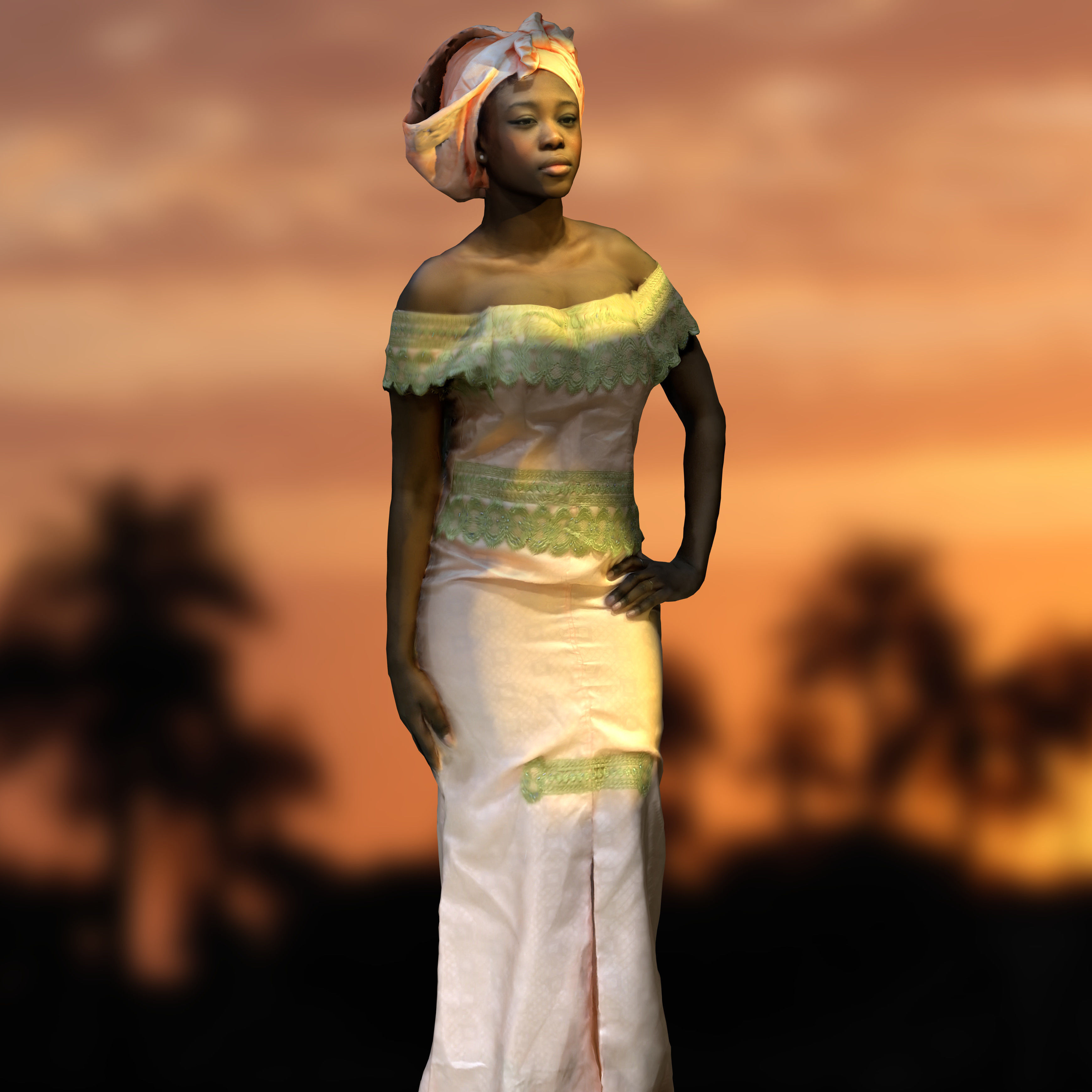 3D-Scanned African Woman - Printable Low-poly 3D model_7