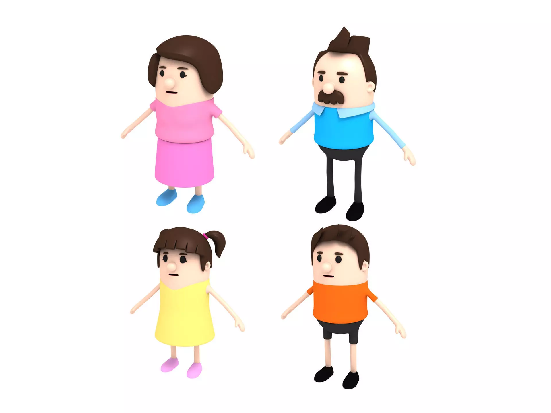 Family Character Pack 3D model_0
