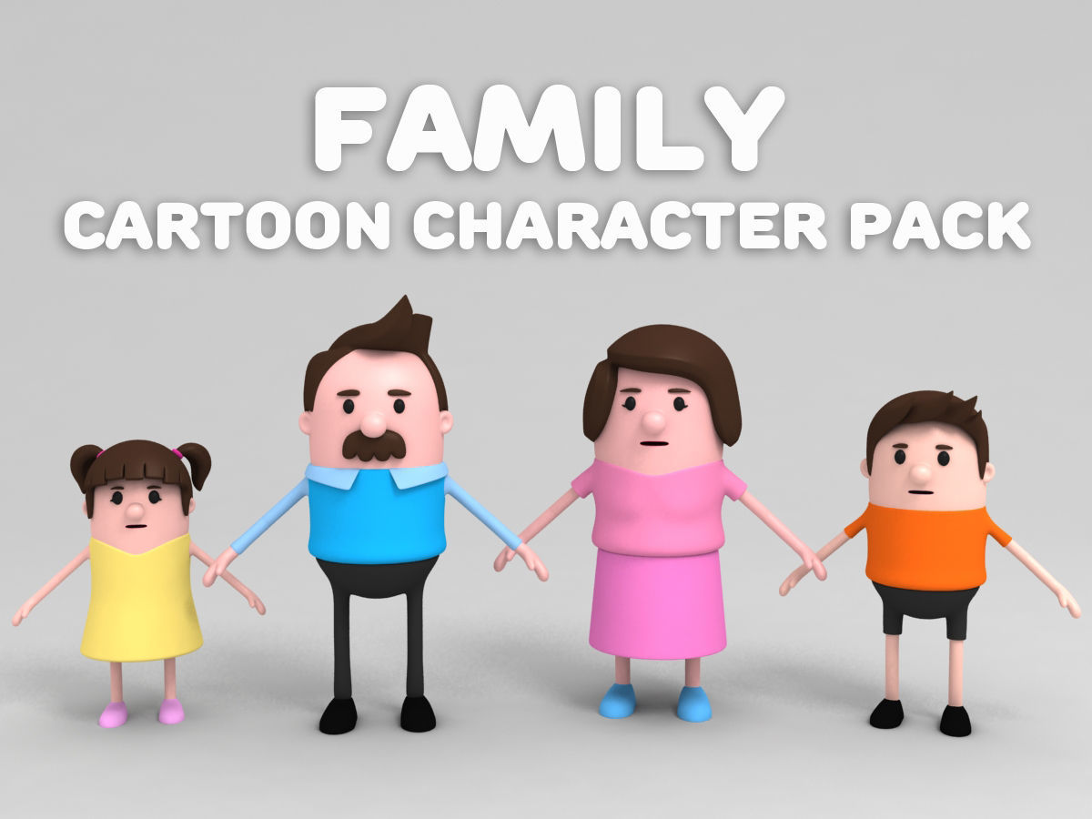 Family Character Pack 3D model_1