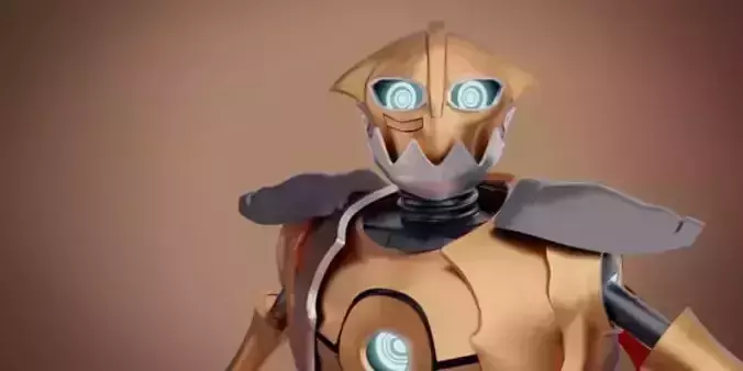 Rigged robot character model