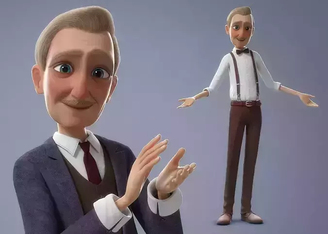 Cartoon Old Man Rigged 3D model