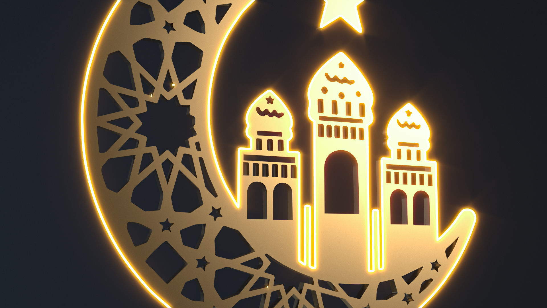 Islamic Ramadan Decoration V-Ray Brass material 3D model 3D model_2
