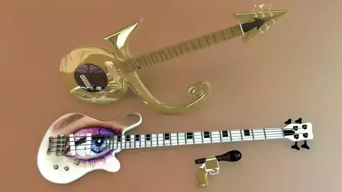 Prince Symbol Guitar and Eye Bass 3D model