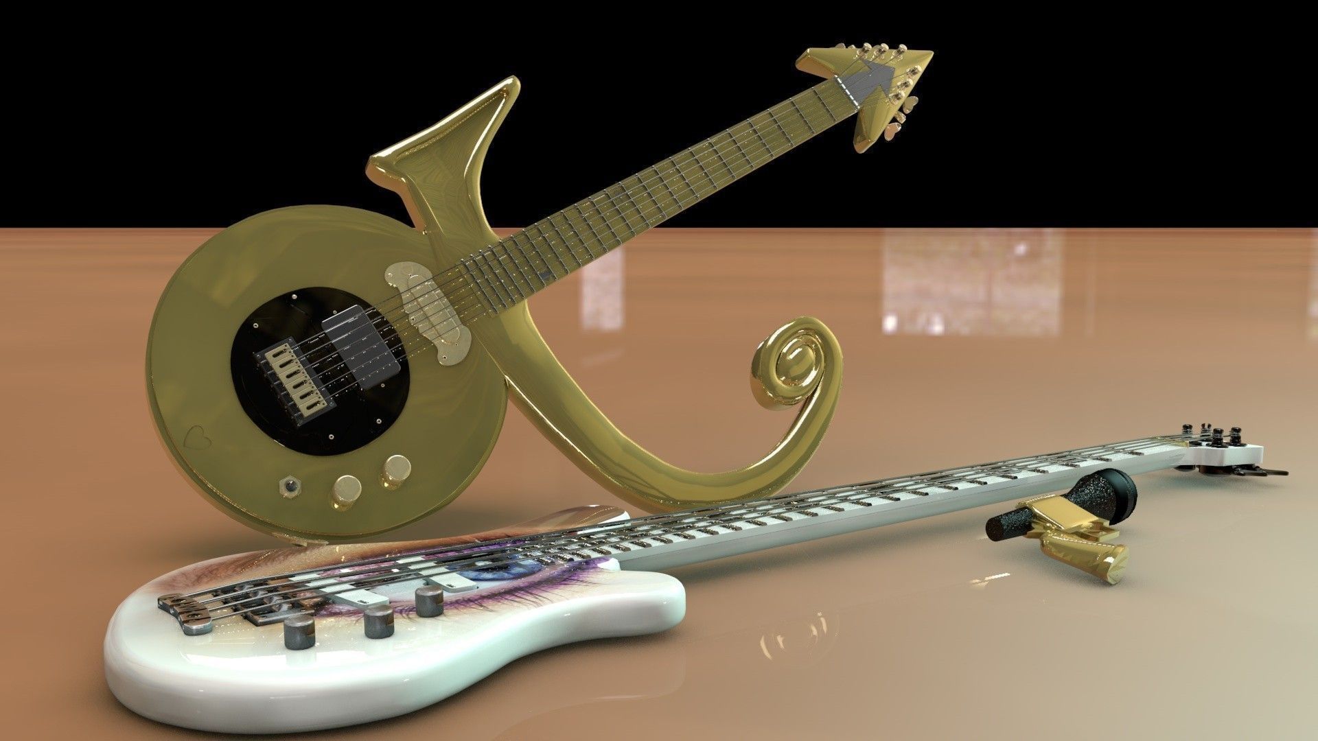 Prince Symbol Guitar and Eye Bass 3D model_3