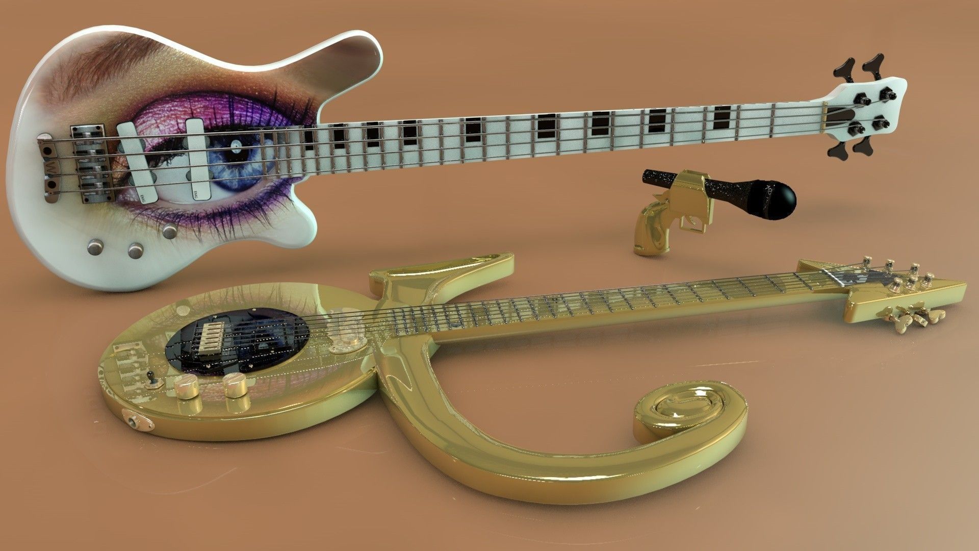 Prince Symbol Guitar and Eye Bass 3D model_4