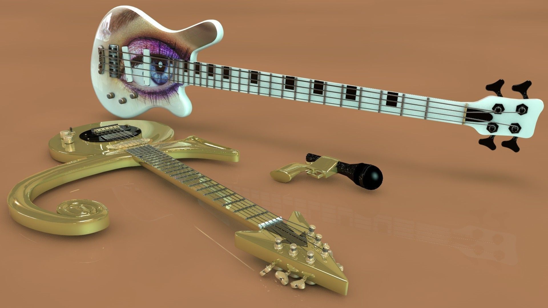 Prince Symbol Guitar and Eye Bass 3D model_1