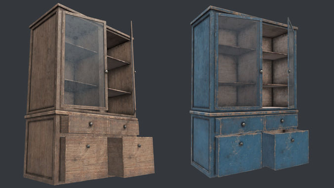 Wood Cabinet 3 PBR Low-poly 3D model