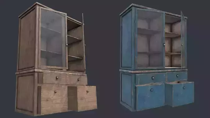 Wood Cabinet 3 PBR Low-poly 3D model
