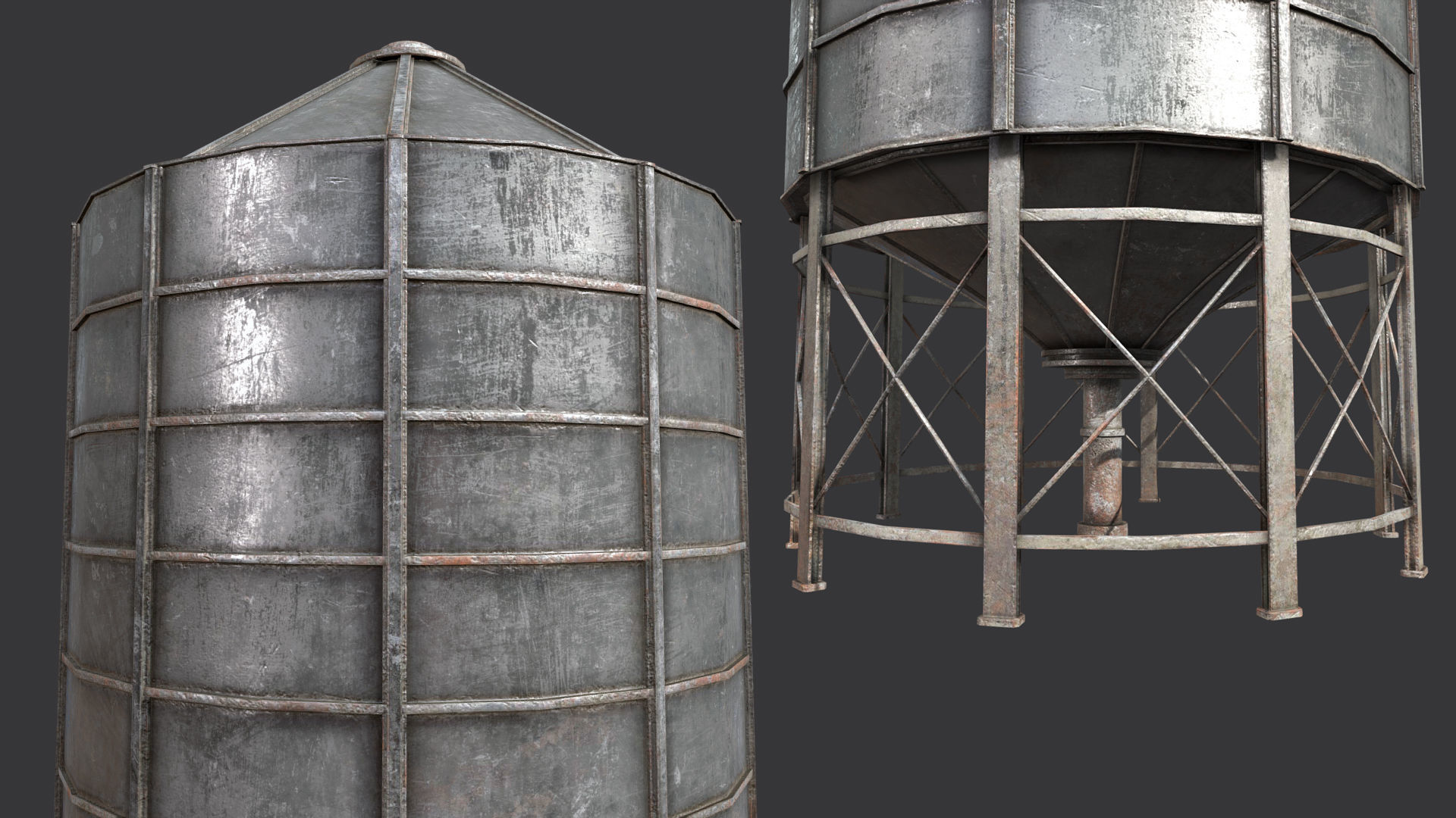 Farm Silo 6A PBR Low-poly 3D model_1
