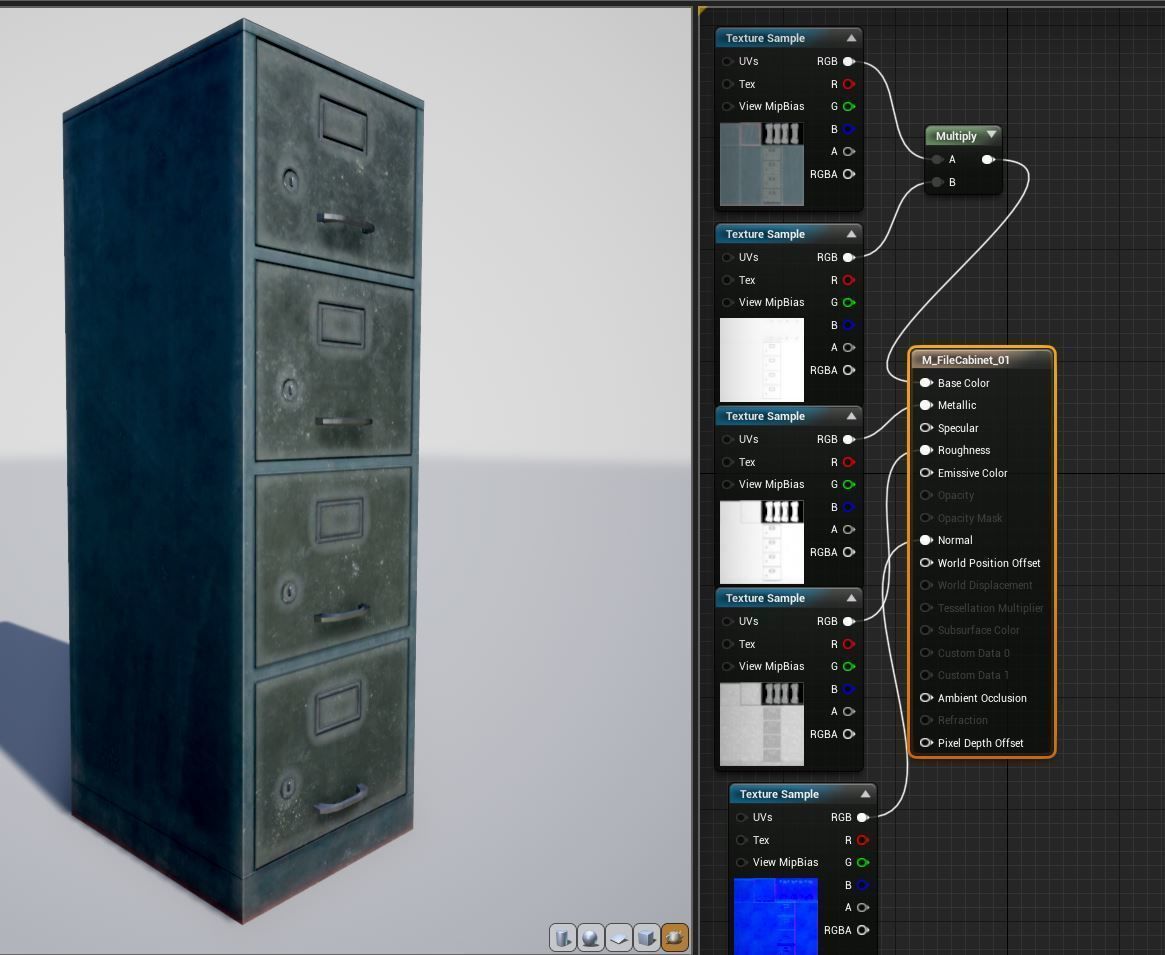 File cabinet - Game Ready - VR AR Low-poly 3D model_3