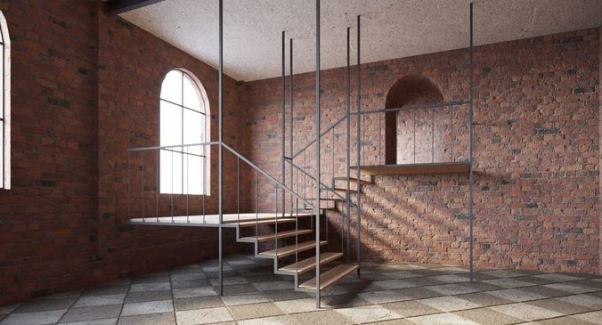 Premises  Brick Wall  Interior Low-poly 3D model