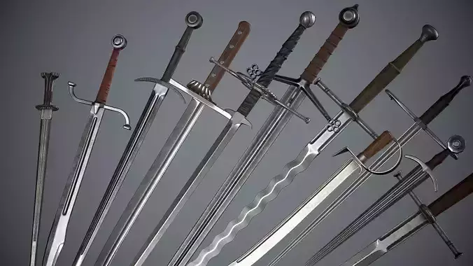 Realistic Medieval Swords Low-poly 3D model